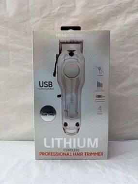 Members Only - Lithium Cordless Professional Hair Trimmer - Silver/White